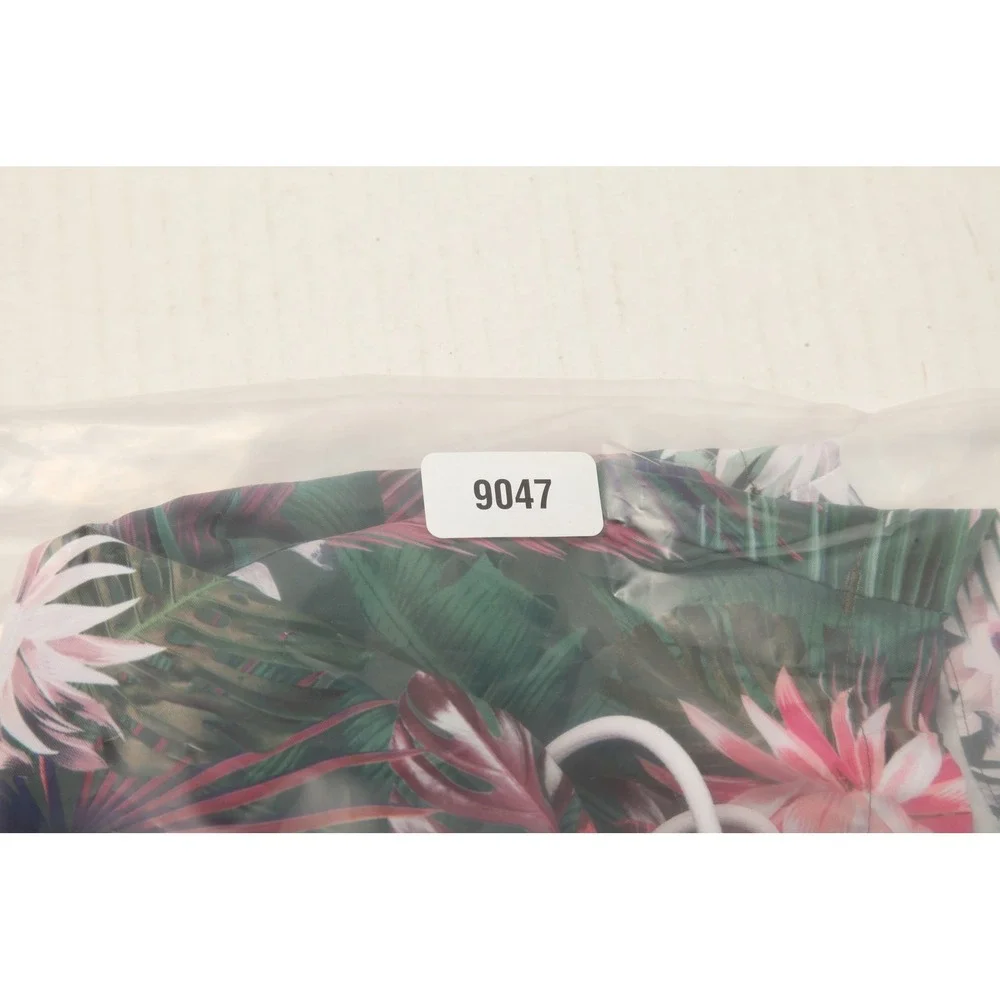 BOSS Men's Tropical Floral Swim Trunks Shorts Green Pink White Size L Mesh Lined